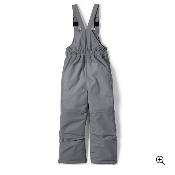 LANDS’ END KIDS SQUALL WATERPROOF INSULATED IRON KNEE SNOW BIBS-CADET GREY-16 - Picture 4 of 16